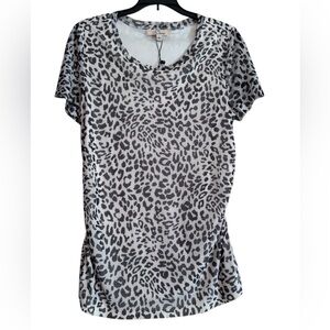 Le Serein Short Sleeve Leopard Print Side Rouched Tre